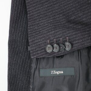 Z Zegna Sport Coat mens 44R wool ANGORA CASHGORA Jacket striped flannel slim fit